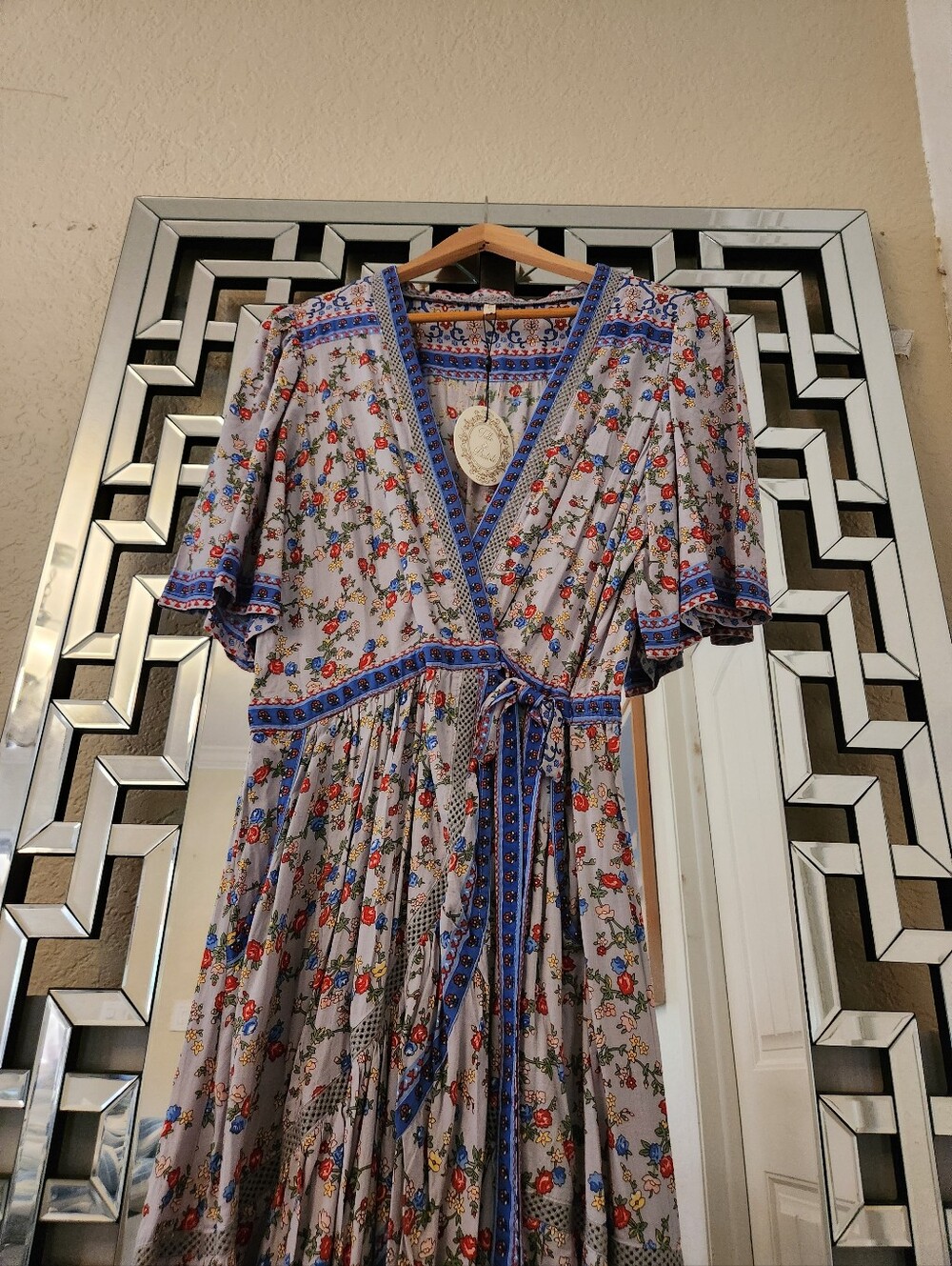 Tulle and Batiste Blue Floral Maxi Wrap Dress - Picture 5 of 11